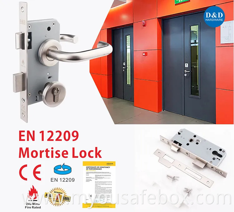 CE Security Euro Fire Rated Stainless Steel Safe Mortise Handle Metal Sash SUS Commercial Wooden Cylinder Magnetic Key Zinc Sliding Inner Guangdong Door Lock